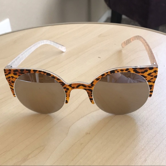 Accessories - Cat Eye Leopard Print Mirror Lens Sunglasses